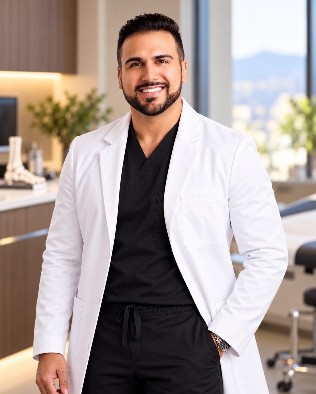Dr. Benjamin Tehrani in white coat